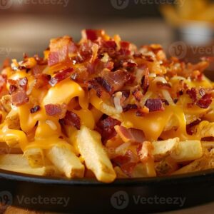 Papas con cheddar y tocineta